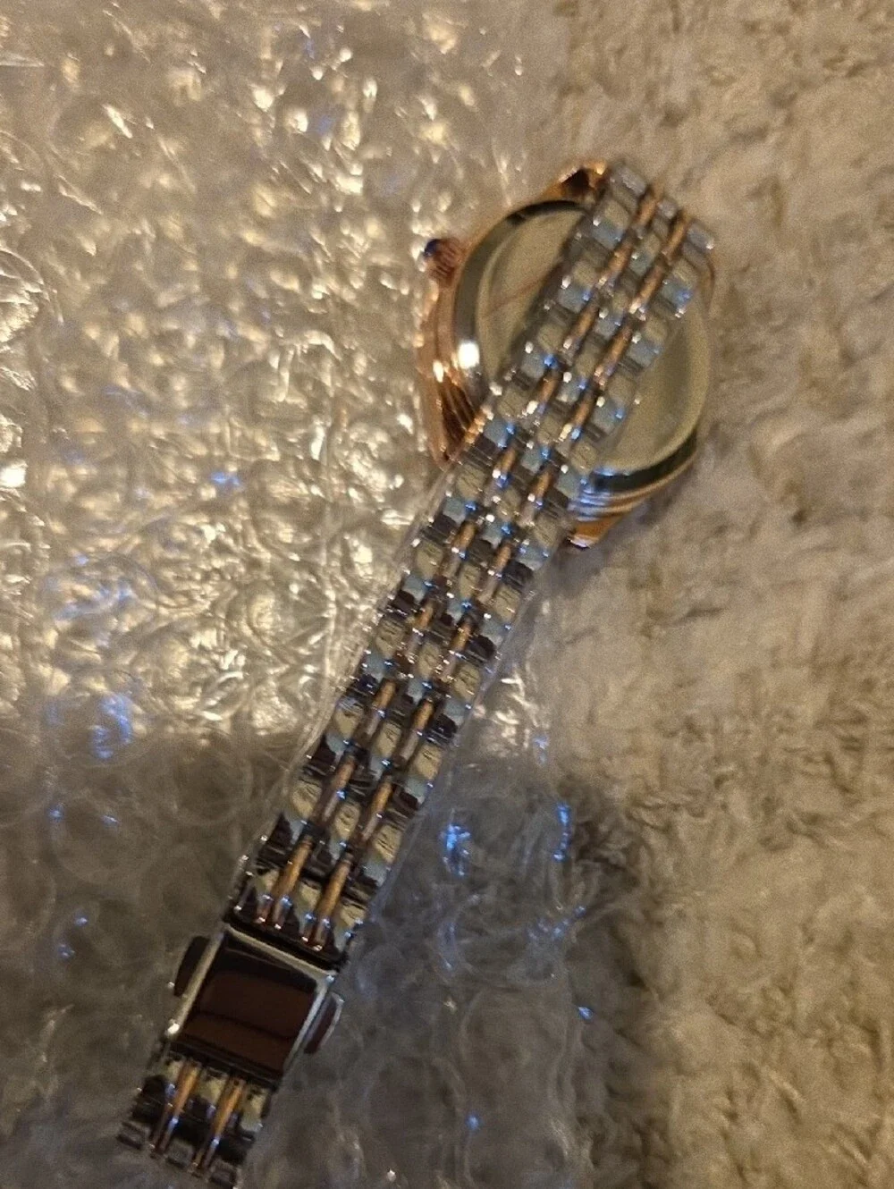 Two-Tone Silver and Rose Gold Women's Bracelet Watch
